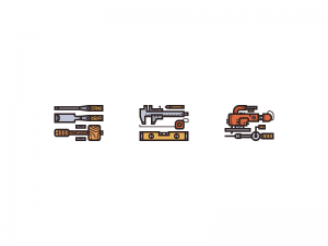 wood work tools icon set